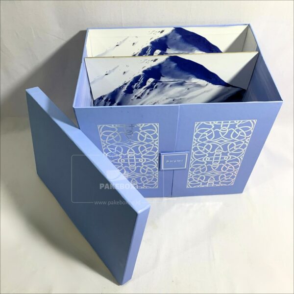 Packaging Box Double Opening Dengan Magnet Berwarna Biru 3